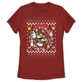 thumbnail image 1 of Women's Nintendo Ugly Christmas Mario Wreath  Graphic Tee Red 2X Large, 1 of 3