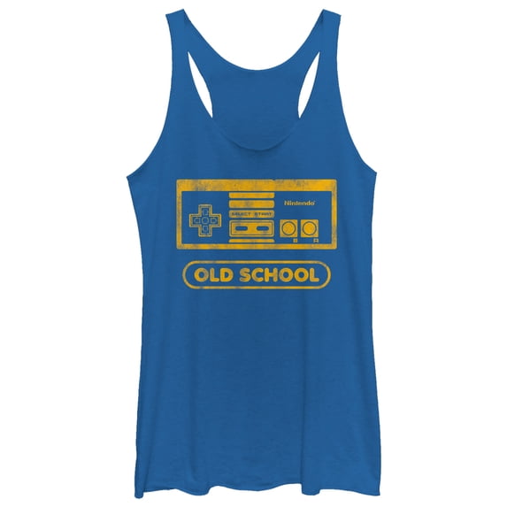 Women's Nintendo Vintage NES Controller Old School Racerback Tank Top Royal Blue Heather Small
