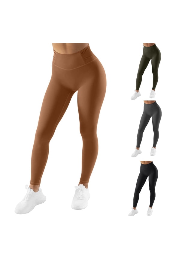 Women's No Front Seam Leggings Ruched High Waist Yoga Workout Pants