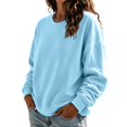 thumbnail image 1 of Women's No Hood Sweatshirts Crew Neck Long Sleeve Solid Pullover Sweatshirts Spring Fall Loose Causal Sweatshirts, 3XL, 1 of 4