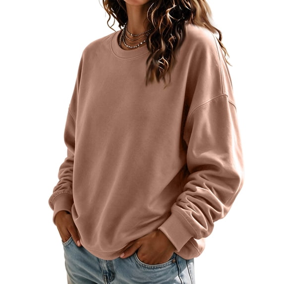 Women's No Hood Sweatshirts Crew Neck Long Sleeve Solid Pullover Sweatshirts Spring Fall Loose Causal Sweatshirts, XL