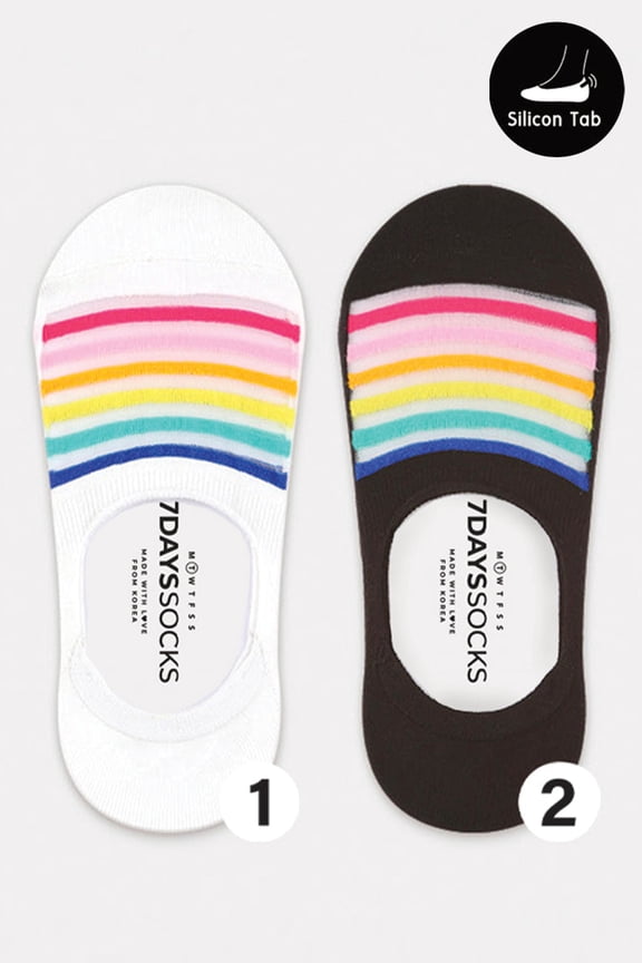 Women's No Show Crush Rainbow Socks - 2 Pair Set