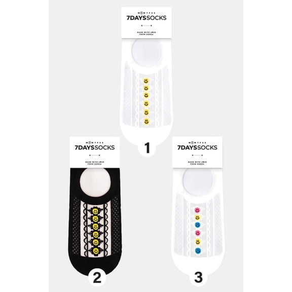 Women's No Show Line Smile See-Through Socks - 4 Pair Set