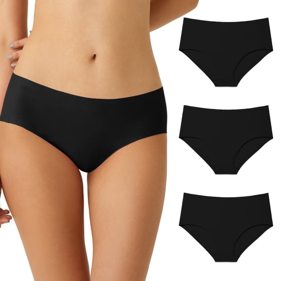 Women's No Show Seamless Underwear - Breathable Stretch Low Rise Hipster Panties 3 Pack
