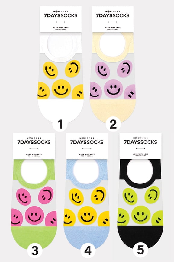 Women's No Show See-Through Popping Smile Socks - 5 Pair Set