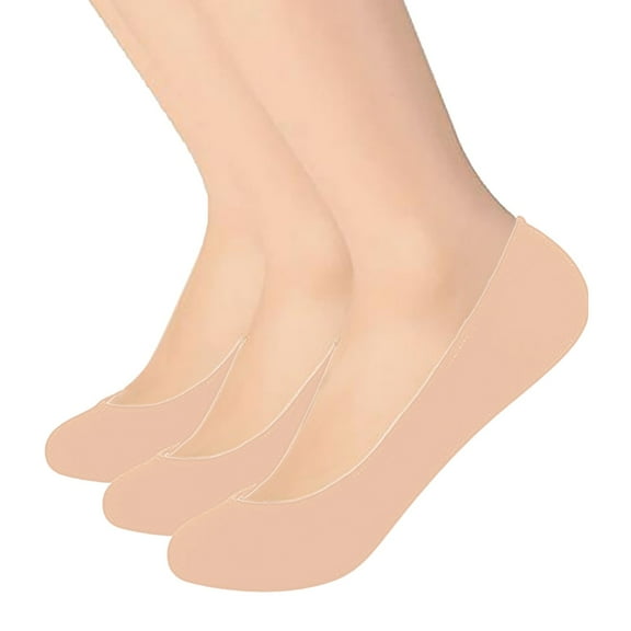 Women's No Show Socks 3 Pairs Ultra Thin Silicone Grip Liner Socks Low Cut Beige by Duoif