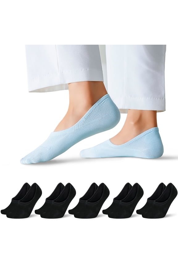 Women's No Show Socks - Breathable Cotton Blend, Moisture Wicking, Comfortable for Casual, Yoga, Home & Office - Cute Multi-Color Pack (Pink, Blue)