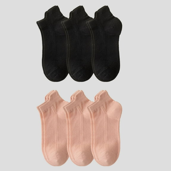 Women's No Show Socks Classic Thin Mesh Breathable 6pk- Pink Black Color