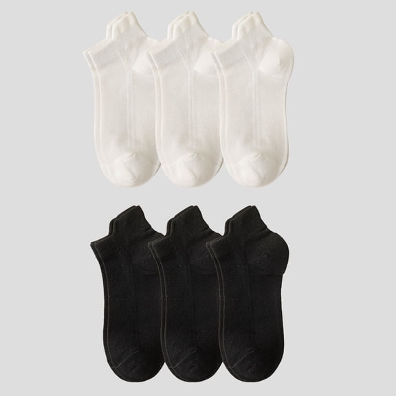 Women's No Show Socks Classic Thin Mesh Breathable 6pk- White Black Color