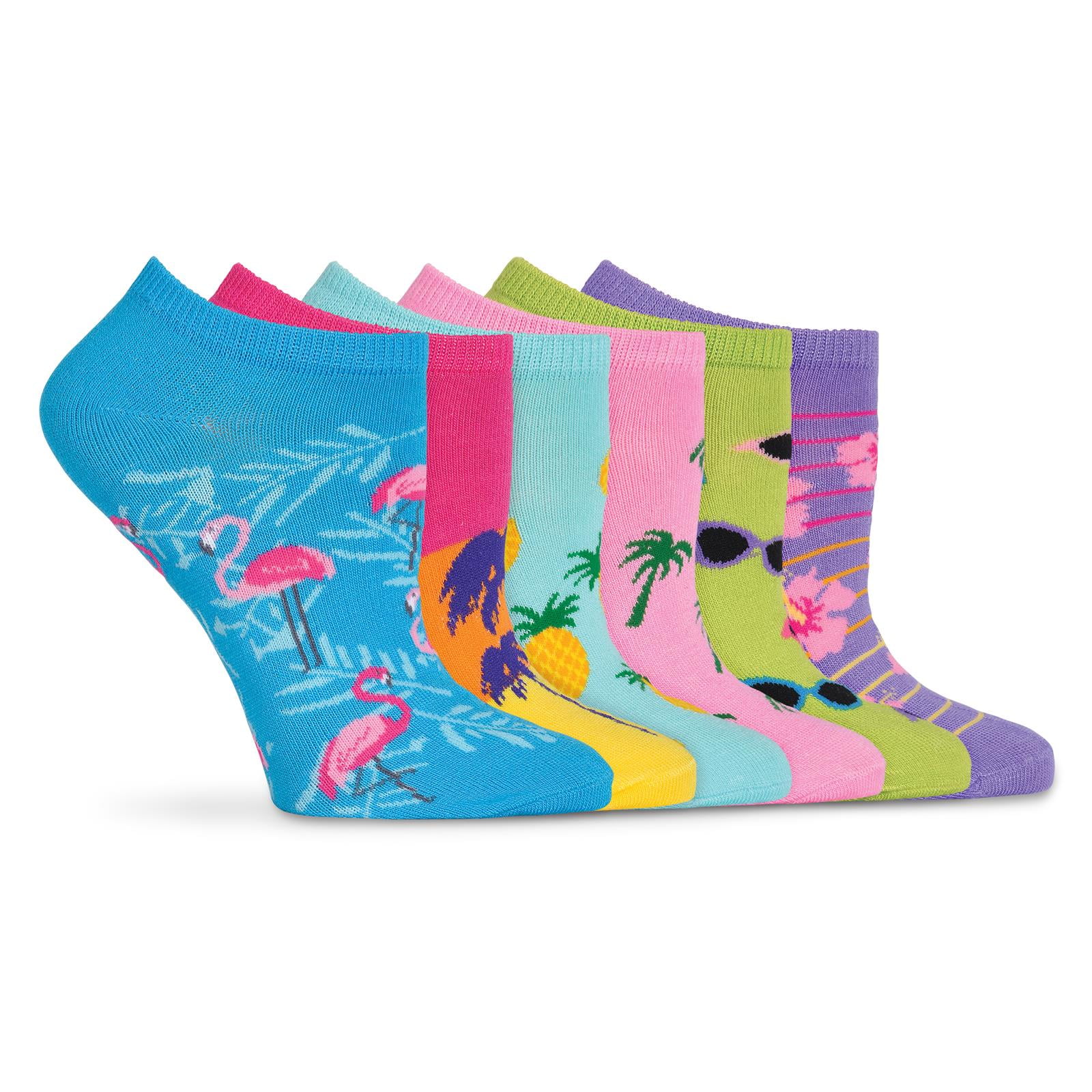 Women's No Show Socks - K Bell - Palm Beach 6 Pair Pack Blue Danube