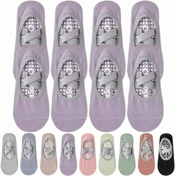Women's No-Show Socks for Pilates & Workout - Non-slip Silicone Grip, Breathable & Moisture-Wicking for Yoga Dance