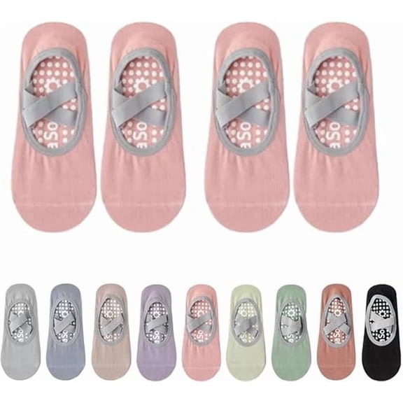 Women's No-Show Socks for Pilates & Workout - Non-slip Silicone Grip, Breathable & Moisture-Wicking for Yoga Dance