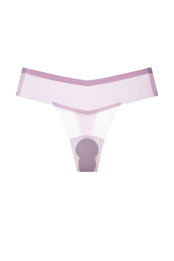 Women's No-Show Thong Panties – Seamless Anti-VPL Underwear, Stretch Yoga & Workout-Friendly Briefs | Hontri | Toe Cover Concealer Thong for Women Underwear No Show Panty Brief (Purple | XXL)