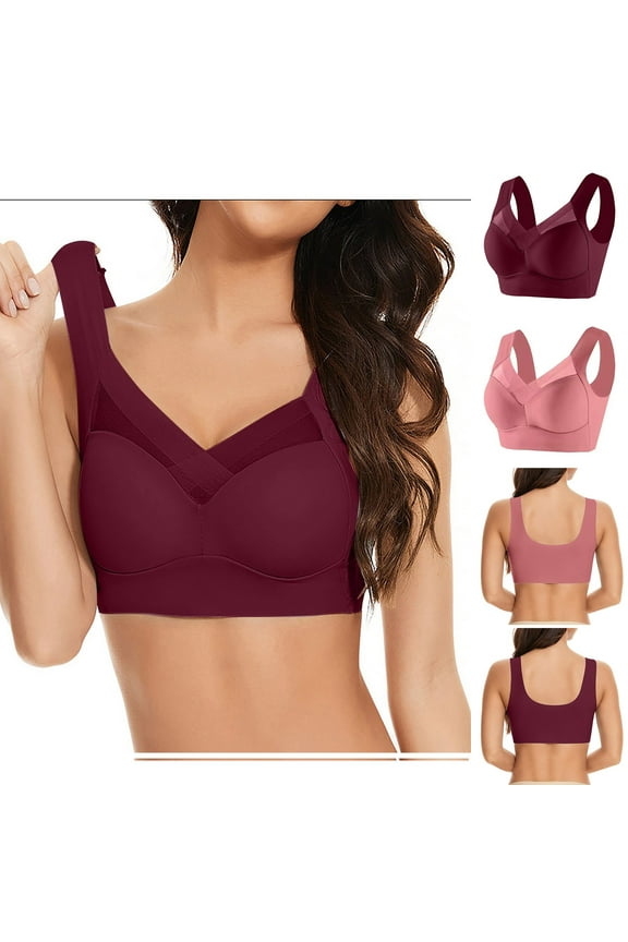 Women's No Steel Ring Nursing Bra Adjustable Back Comfort Soft Thin Everyday Wear #Wine,L