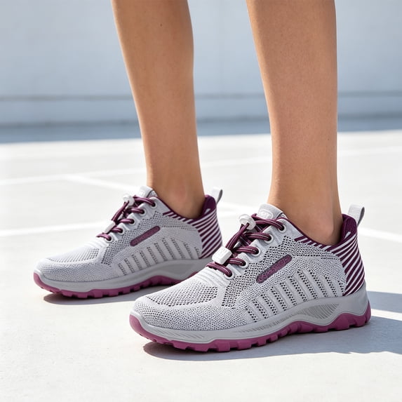 Women's No Tie Slip In Walking Shoes Breathable Mesh Air Cooled Memory Foam Non Slip Casual Athletic Sneakers