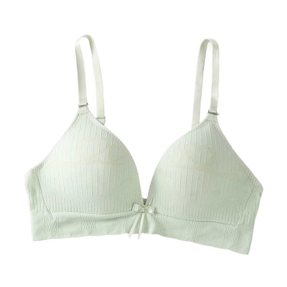 Women's No Underwire Bras Push up Deep V Print Underwear Breathable Lightweight Wireless Supportive Everyday Bralettes (M, Green)