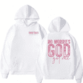 thumbnail image 1 of Women's "No Worries God Got Me" Graphic Hoodie Breathable Comfortable Hooded long-sleeved White S-2XL, 1 of 6