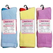 L&H SOCKS Women's Non-Binding Top Diabetic Crew Socks 6-pack " Pure Cotton & Colors "