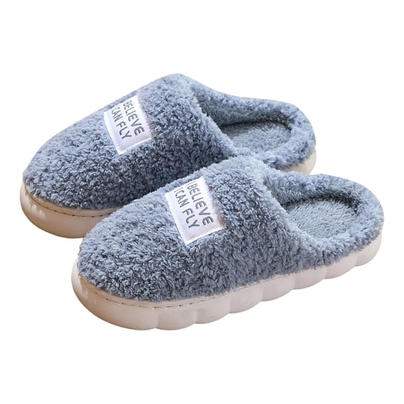 Women's Non Slip Cotton House Slippers Fleece Lined Platform Fuzzy Slippers Winter Warm Indoor Memory Foam Slippers