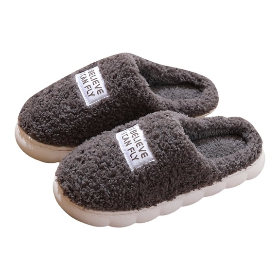 Women's Non Slip Cotton House Slippers Fleece Lined Platform Fuzzy Slippers Winter Warm Indoor Memory Foam Slippers