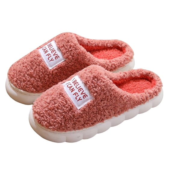 Women's Non Slip Cotton House Slippers Fleece Lined Platform Fuzzy Slippers Winter Warm Indoor Memory Foam Slippers