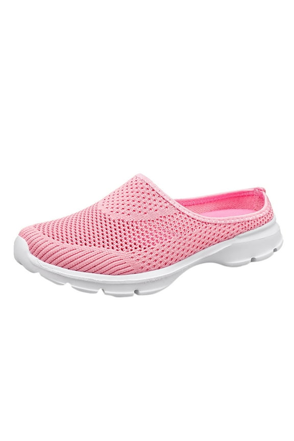 Women's Non-Slip Slip On Flats Open Back Mules Breathable Walking Shoes Casual Arch Support