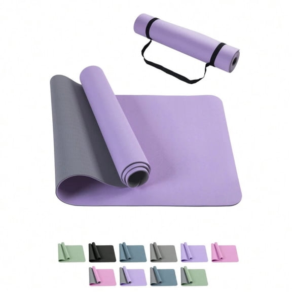 Women's Non-Slip Textured Yoga Mat, Thick 6mm Or 8mm, With Carrying Strap, Yoga Pilates Gymnastics TPE Exercise Mat (183 X 61 Cm)