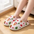 thumbnail image 1 of Women's Non Slip Warm Christmas Print Slippers, Winter Fleece Lined Closed Toe Slides with Cozy Cushion Sole, House Slippers for Bathroom Indoor Outdoor, 1 of 4