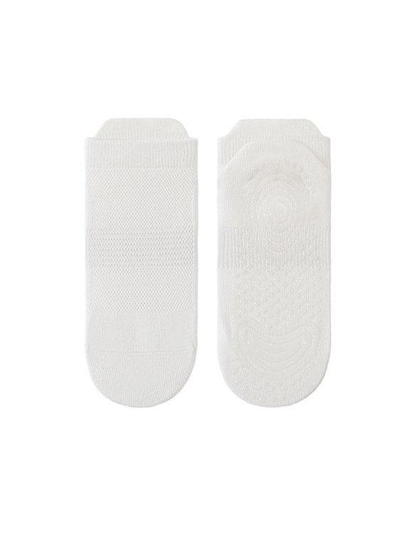 Women's Non Slip Yoga Socks Low Cut Athletic Boat Socks Breathable Moisture Wicking Gripper Socks for Pilates Barre Dance Studio Fitness Training Indoor Gym Workout White