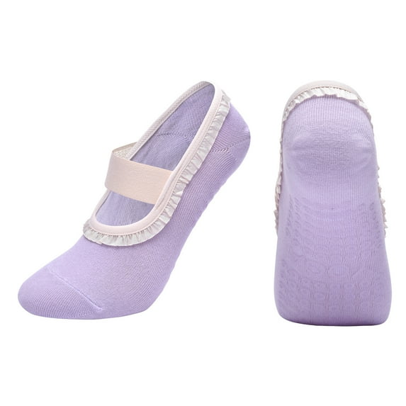 Women's Non-Slip Yoga Socks for Pilates and Dance, Cross Tied Design with Elegant Lace, Made from Combed Cotton for Breathability and Comfort, Ideal for Fitness Workouts - Version G