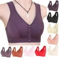 thumbnail image 1 of Women's Non Steel Front Buckle Bra Everyday Bras Wireless No Underwire Lifting Support Comfy Soft Women's T Shirt Bra | TruBelle,White S, 1 of 4