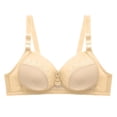 thumbnail image 1 of Women's Non-Steel Wire Support Bra, Breathable Gathered Cup, Elastic Cotton Underwear for Daily Wear and Comfort #Khaki,M（38/85）, 1 of 8