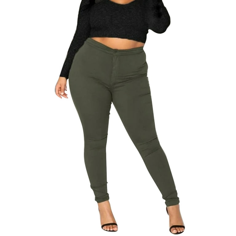 Women's Non-pleat Stretch Twill Pants Elastic Fit Keep Your Look Sleek And  Sophisticated Flattering 2XL Green