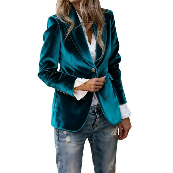 Women's Notch 2 Button Boyfriend Suit Houndstooth Velvet Belted Velvet Sweater(L)