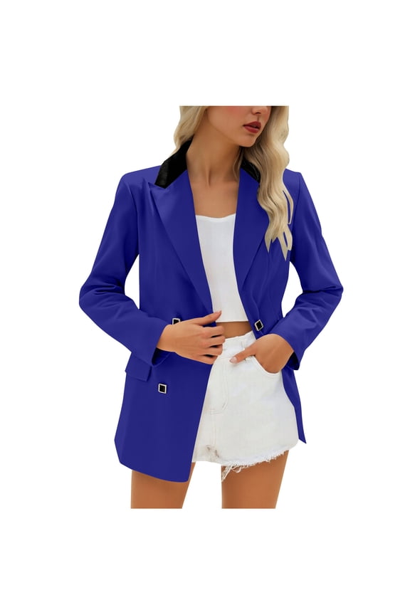 Women's Notch Lapel Blazer Jacket Open Front Long Sleeve Business Formal Office Wear Tailored Modern Workwear Essential