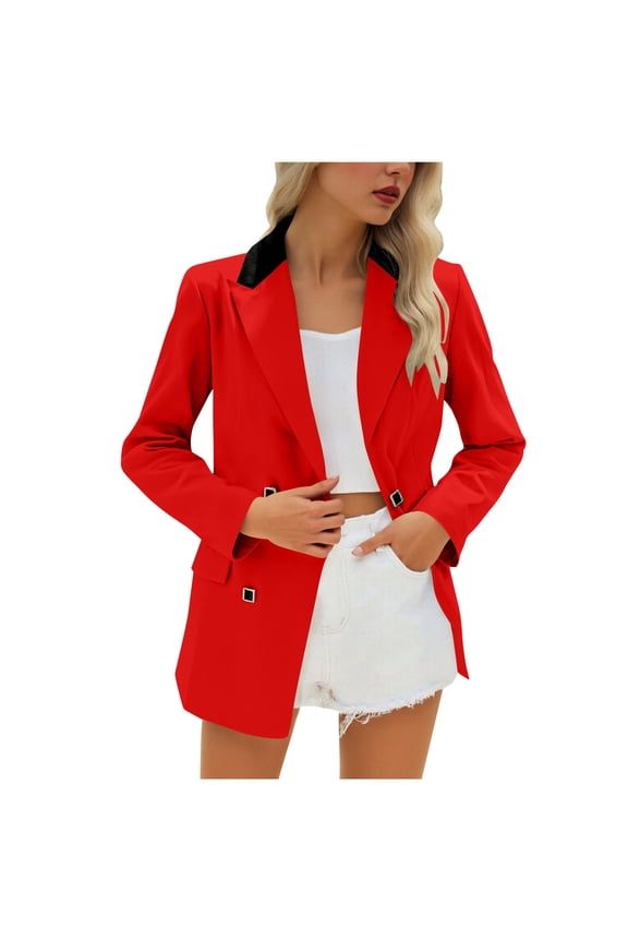 Women's Notch Lapel Blazer Jacket Open Front Long Sleeve Business Formal Office Wear Tailored Modern Workwear Essential