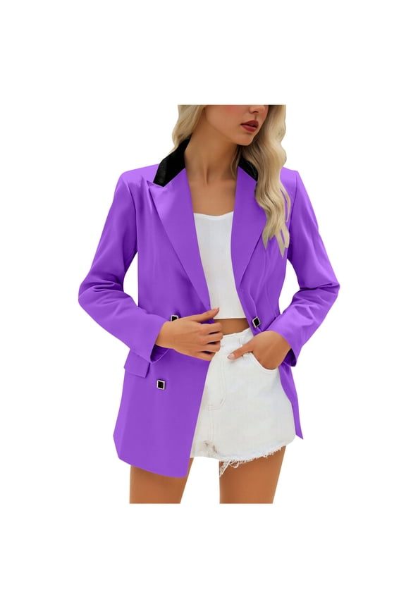 Women's Notch Lapel Blazer Jacket Open Front Long Sleeve Business Formal Office Wear Tailored Modern Workwear Essential