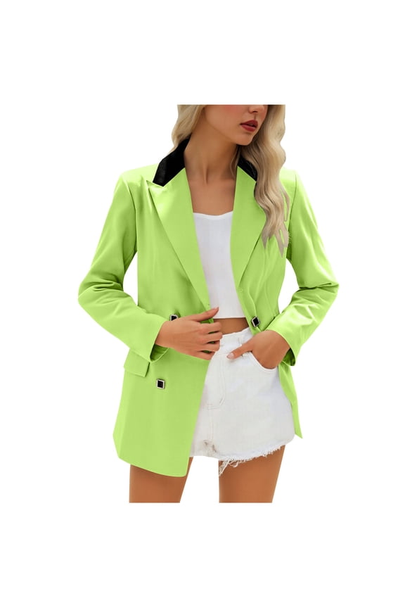 Women's Notch Lapel Blazer Jacket Open Front Long Sleeve Business Formal Office Wear Tailored Modern Workwear Essential