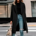 thumbnail image 1 of Women's Notch Lapel Coat, Single Breasted Long Jacket, Relaxed Fit Trench Coat, Casual Open Front Overcoat, Elegant Loose Fit Fall Winter Outerwear Black XL, 1 of 9