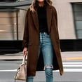 thumbnail image 1 of Women's Notch Lapel Coat, Single Breasted Long Jacket, Relaxed Fit Trench Coat, Casual Open Front Overcoat, Elegant Loose Fit Fall Winter Outerwear Brown XL, 1 of 9