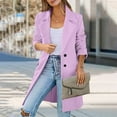 thumbnail image 1 of Women's Notch Lapel Double Breasted Wool Blend Mid Long Pea Trench Coat Hot Pink M, 1 of 5
