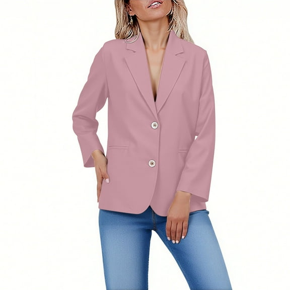 Women's Notched Lapel Blazer Button Down Design with Pockets Tailored Fitted Silhouette Business Casual to Dressy Versatility