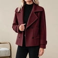 thumbnail image 1 of Women's Notched Lapel Cropped Coat Double Breasted Long Sleeve Casual Outerwear With Pockets Fall Winter Jackets for Women, 1 of 6