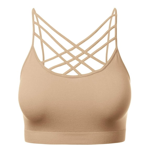 Women's Novelty Bras Seamless Triple Criss-Cross Front Bralette Sports Bra (No Pad)