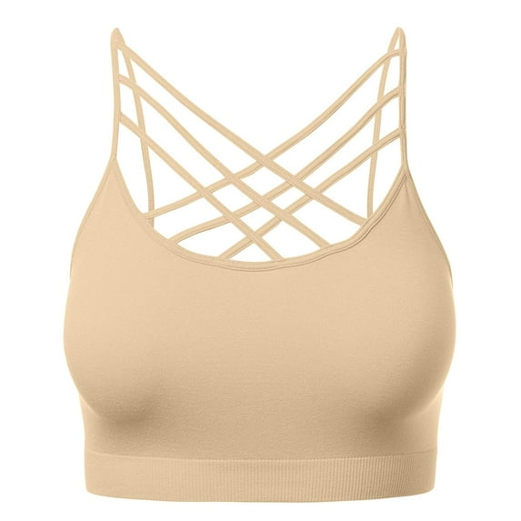 Women's Novelty Bras Seamless Triple Criss-Cross Front Bralette Sports Bra (No Pad)
