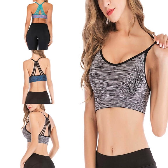Women's Novelty Bras Seamless Triple Criss-Cross Front Bralette Sports Bra