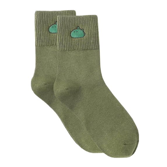 Women's Novelty Dinosaur Print Crew Socks Fun Casual Mid Length Socks