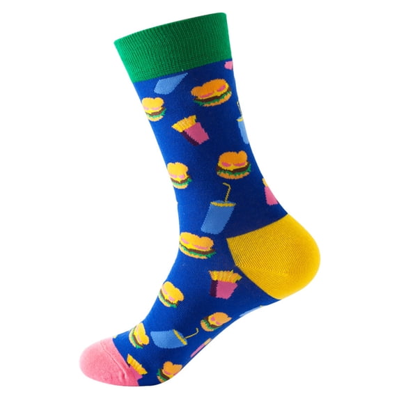 Women's Novelty Food Theme Crew Socks Colorful Cartoon Fast Food Pizza Hot Dog Egg Watermelon Print Soft Breathable Elastic Mid Calf Casual Funny Fashion Street Socks For Daily Wear Gifts