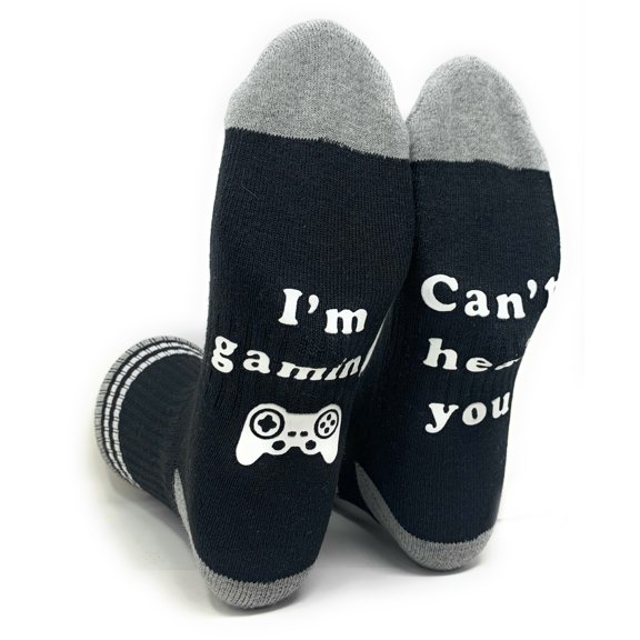 Women's Novelty Funny Saying Athletic Crew Socks, "I’m Gaming, Can't Hear You", Fun Non-Slip Socks