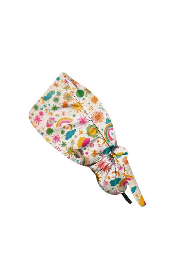 Women's Novelty Print Slouch Beanie, Pull-Through Ponytail Design, Covers Hair for Cooking, Beauty Treatments, or Lounge. Purple Pink 1PC